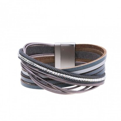 Mix & Match 8 lijns armband grijs